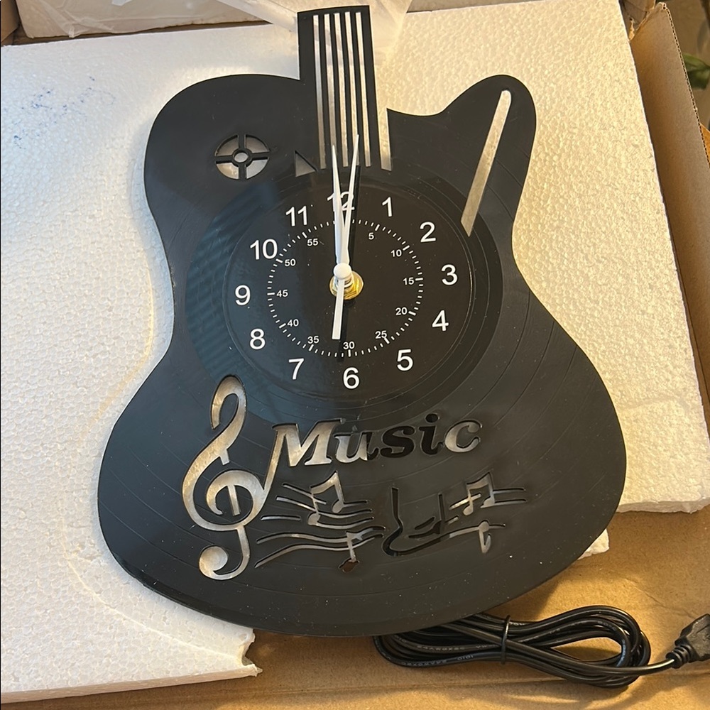Black Musical Guitar Clock Wall Decor